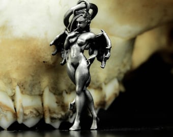 Succubus 925 Silver Pendant: Fallen Angel Necklace
