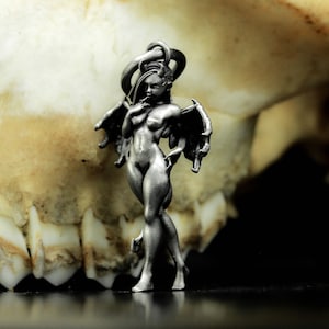Succubus 925 silver pendant necklace-Fallen angel silver pendant-Evil naked girl necklace pendant