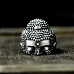 Broken Buddha Head 925 Silver Ring - Buddha Ring for Men - Unique Buddhist Broken Gift Ring