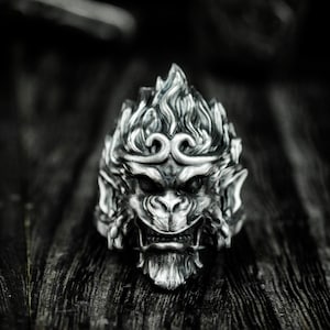 Monkey King 925 Silver Ring - Black Myth Wukong - Journey to the West - Mythical Monkey King Silver Ring