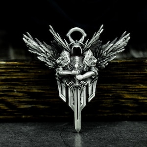 Archangel Uriel-Justice of God-Hell&#39;s Angel-Holy War Armor 925 Silver Pendant