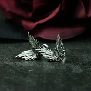 Angel Wing 925 Silver Stud Earrings - Men&#39;s Stud Earrings Devil Wing Jewelry - Craftsmen made