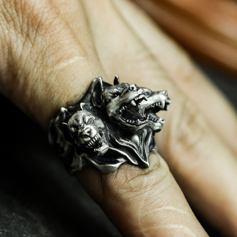 Anillo de Cerbero – Sabueso de tres cabezas - Plata 925 - Mitología griega imagen 7