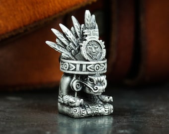 Mayan Snake Sacrifice 925 Silver Pendant - Kneeling Tribal Shaman Priest - Mystical Ritual Totem Necklace