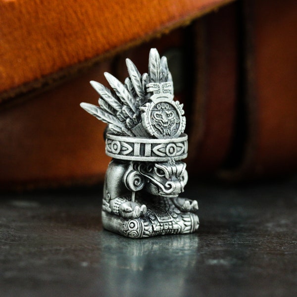 Mayan Snake Sacrifice 925 Silver Pendant - Kneeling Tribal Shaman Priest - Mystical Ritual Totem Necklace