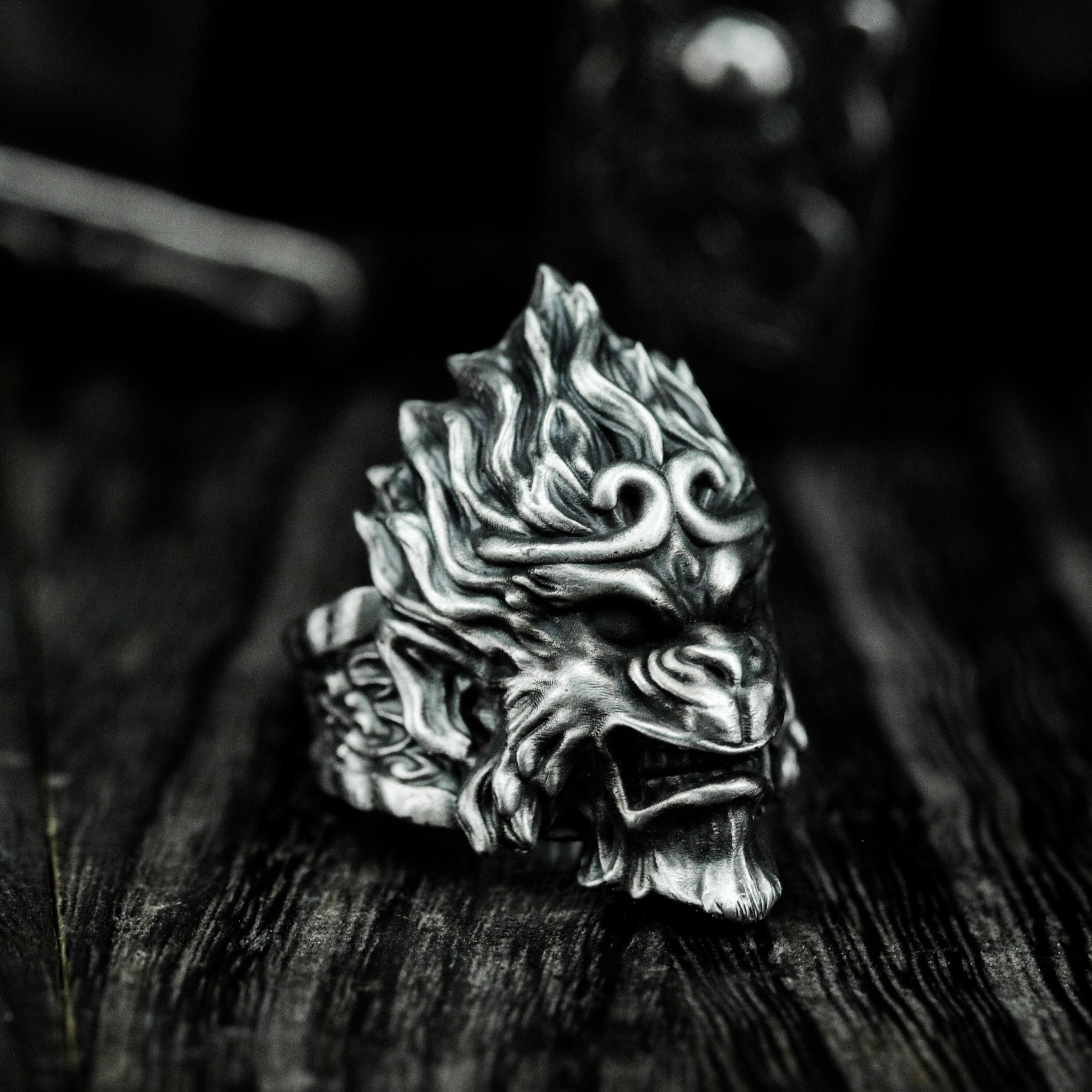 休日限定 - Ring Silver 925 King Monkey Black to Journey - Wukong Myth ミュージシャン