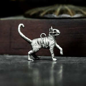 Mummy cat 925 silver pendant necklace -  Egyptian mummy undead cat - pharaoh cat exquisite handmade cat pendant necklace