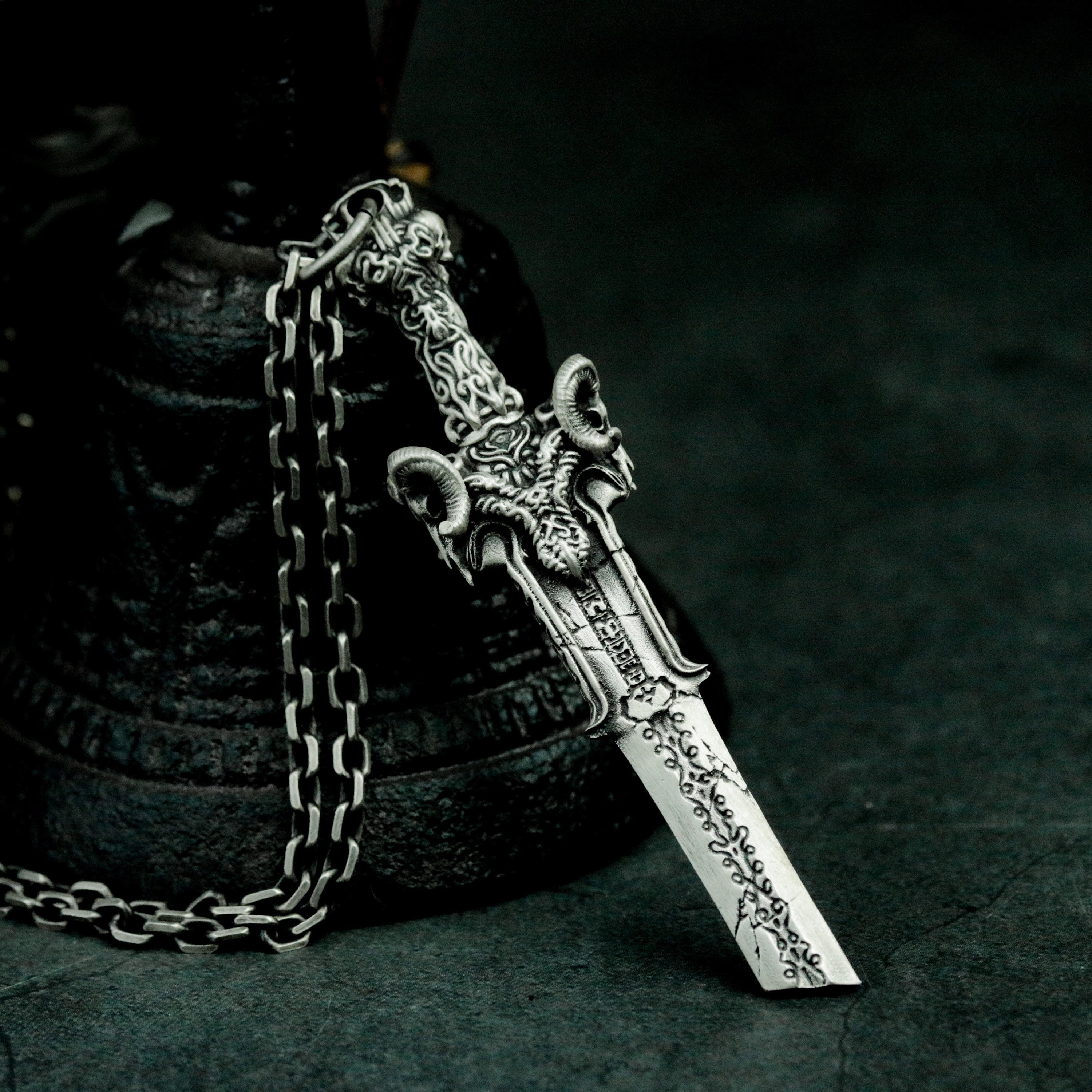Devil Destruction Sword 925 Silver Pendant Necklace - Death