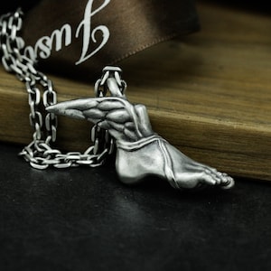 Zeus Foot 925 Silver Pendant Necklace - Greek mythology - Wings Foot Pendant Necklace in Sterling Silver