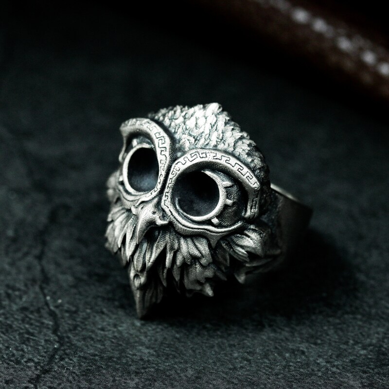 Owl Magic Rings Mens Gothic Owl Ring - Etsy