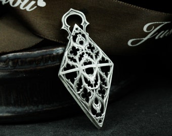 Diamond Hollow Sterling Silver Pendant: Handmade Geometric Necklace