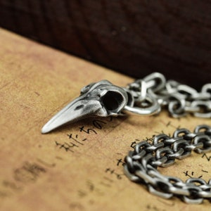 Raven Skull 925 Silver Ring - Bird Skull Small Gift Necklace