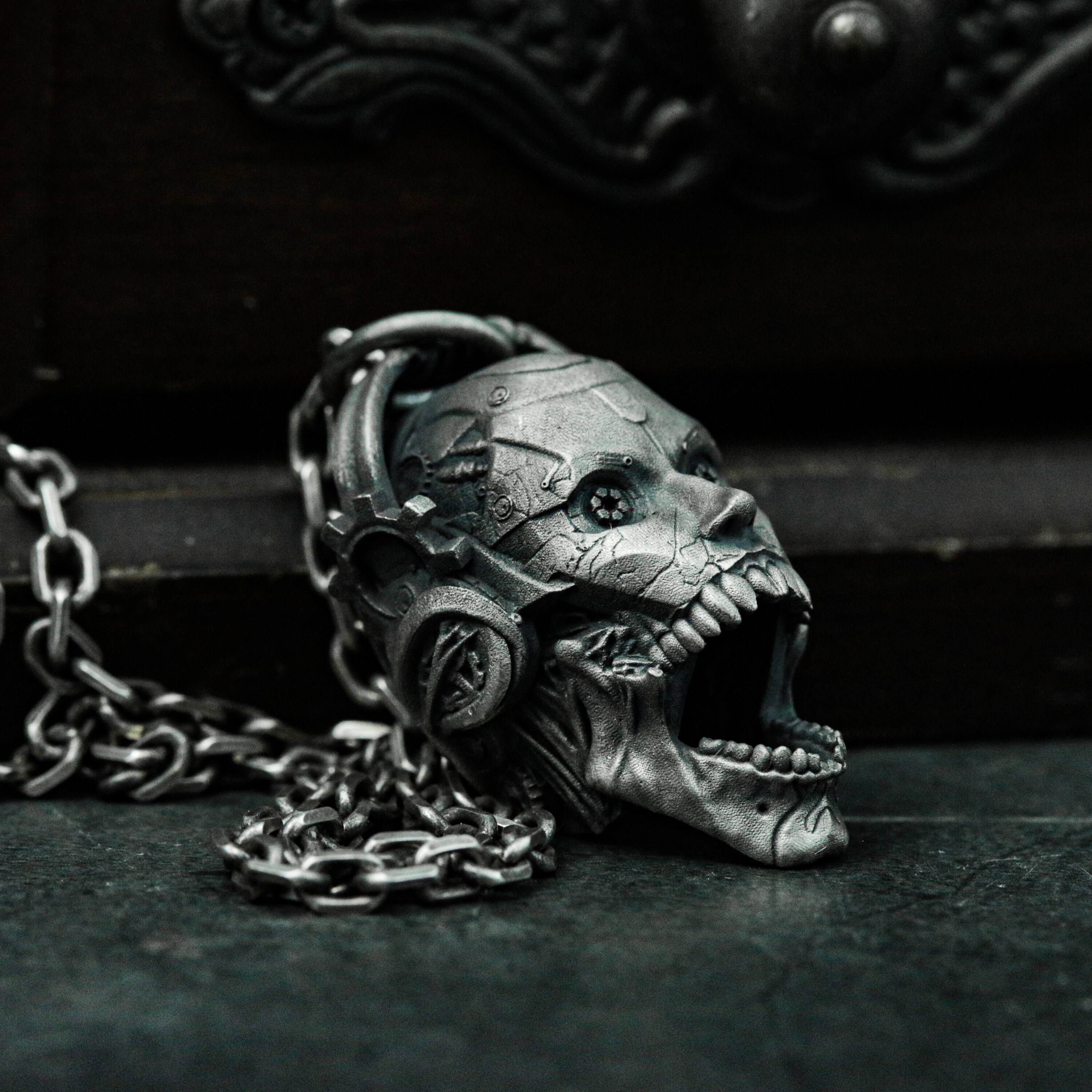 Cyberpunk Skull 925 Silver Pendant: Rocker Headphone Jewelry - Etsy
