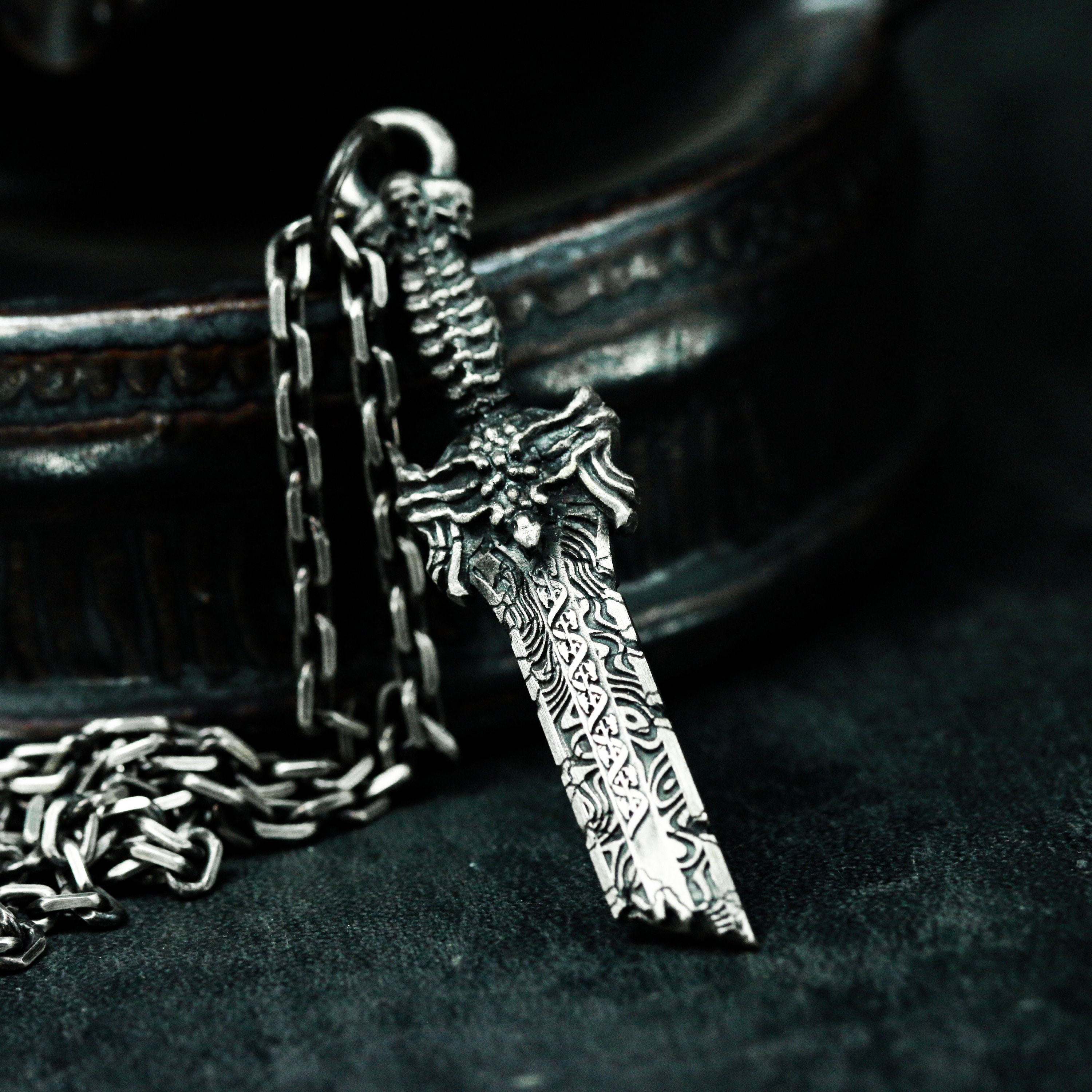 Broken Sword 925 Silver Pendant - Custom Engraved Ancient Sword Necklace - Unique Handmade Broken Sword Gift Pendant