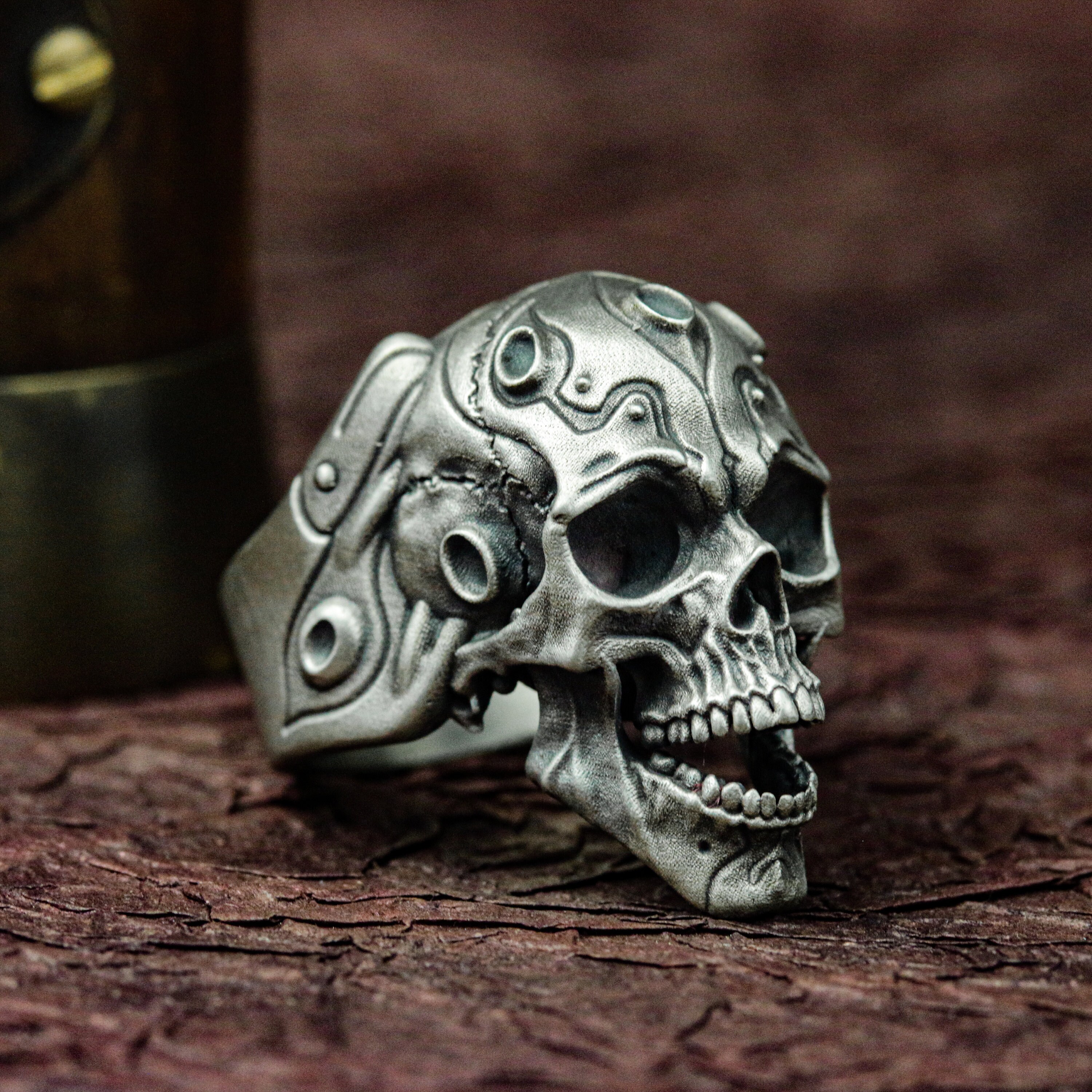 Mechanical Skull 925 Silver Ring: Artisan Doomsday Design - Etsy