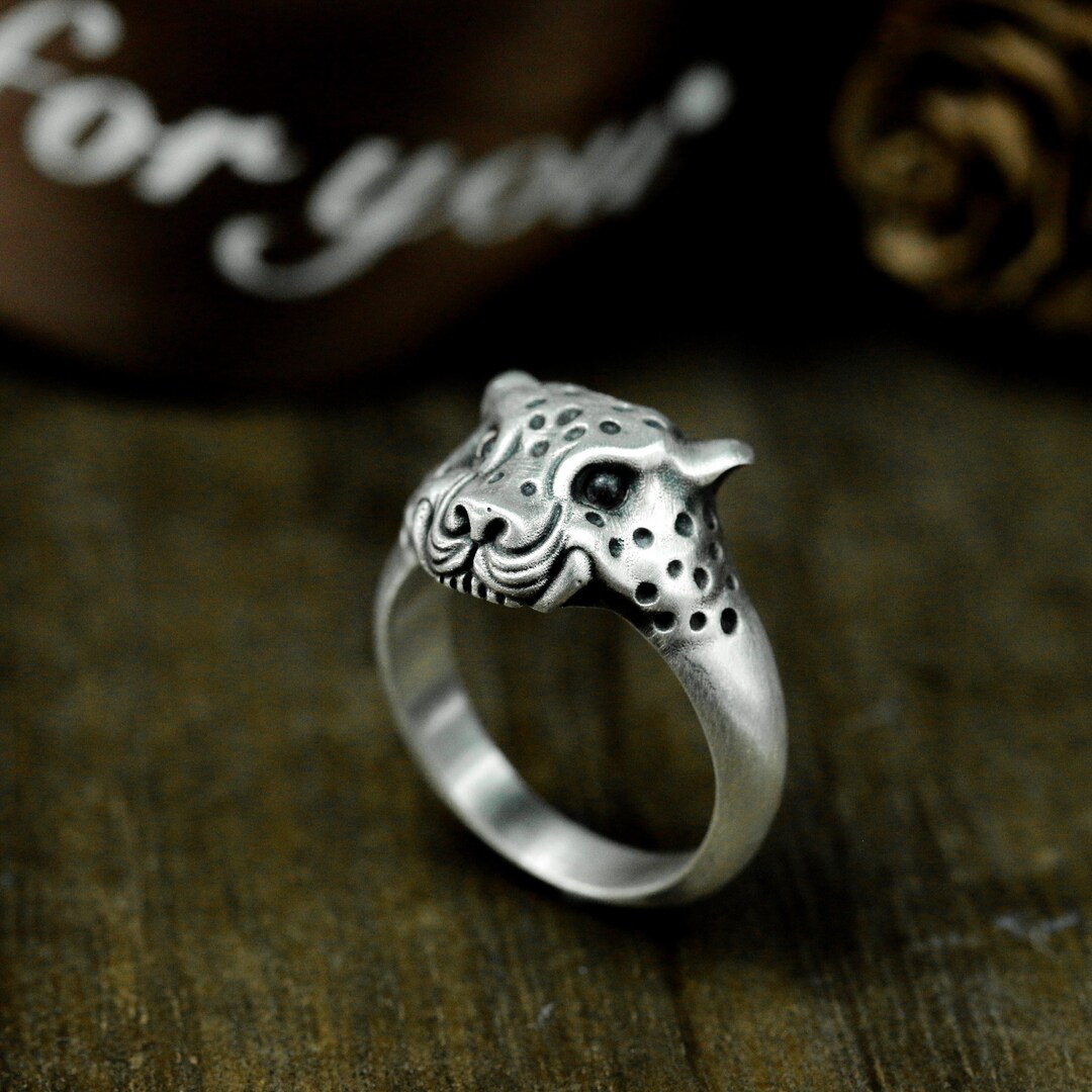 Cheetah Ring: 925 Silver Animal Jewelry With Gemstone Eyes - Etsy