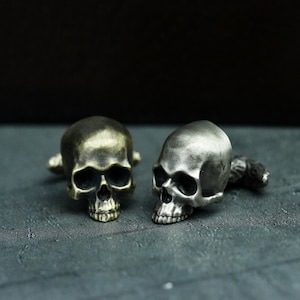 Skull Cuff links handmade in 925 silver - Precious metal accessories - Suit cuff links skull clothes accessories