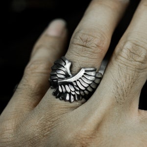 Angel Wings 925 Silver Ring - Flying Wings Silver Ring Unique Design Handmade Gift - Devil Wings Ring