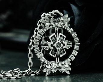 Mayan Prophecy Silver Pendant - Mayan Astral Disc Jewelry