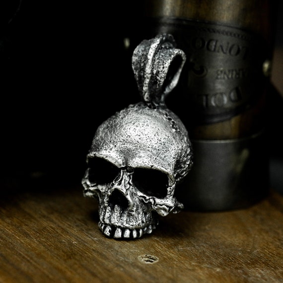 Gothic Jawless Dark Skull Jewelry, Made of 925 Sterling Silver