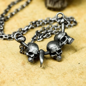 Barbarian's Booty - Tribal Booty Necklace Skull and Teeth - 925 Silver Skull Pendant Necklace
