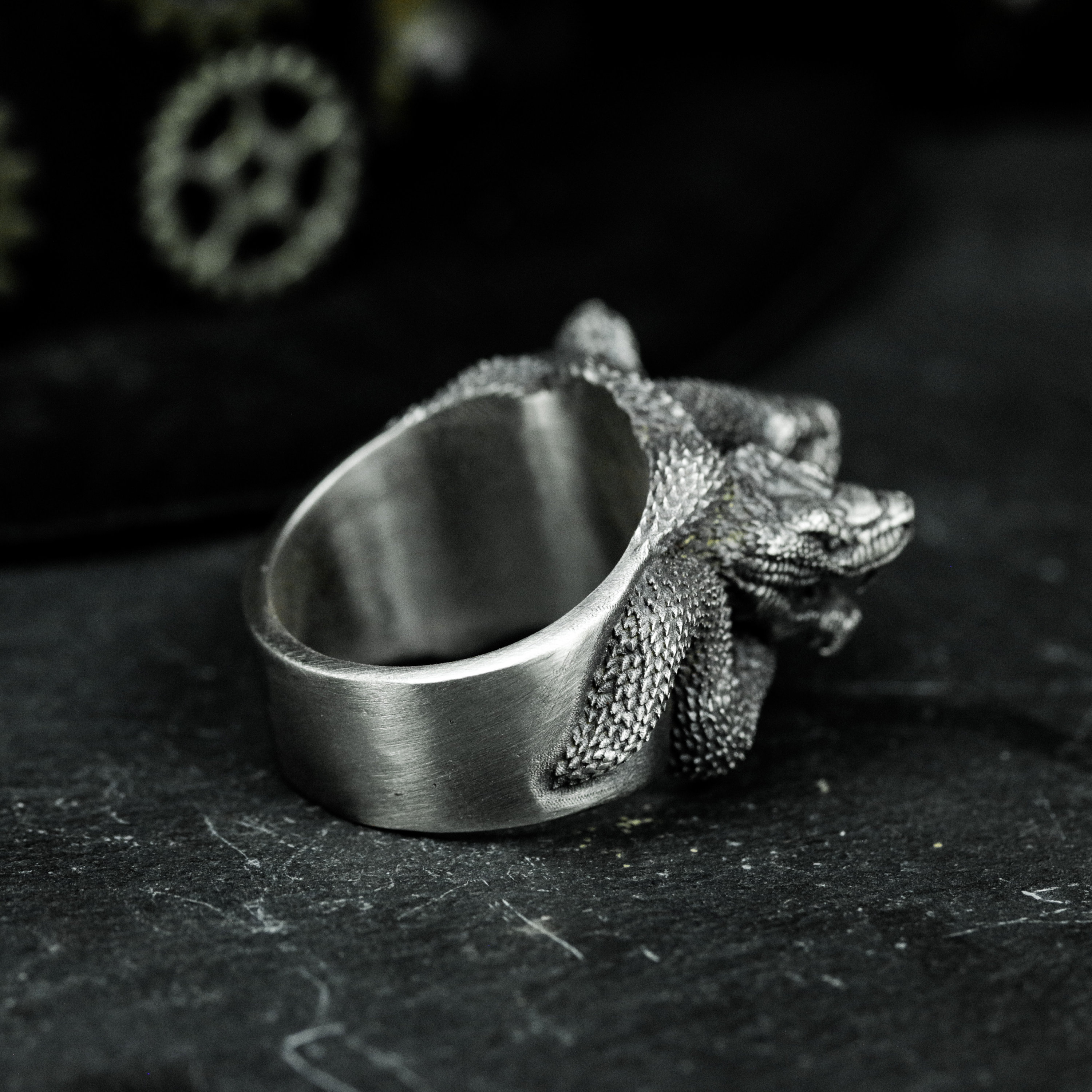 Three-headed Snake Ring: Gothic Silver Python Monster Ring - Etsy