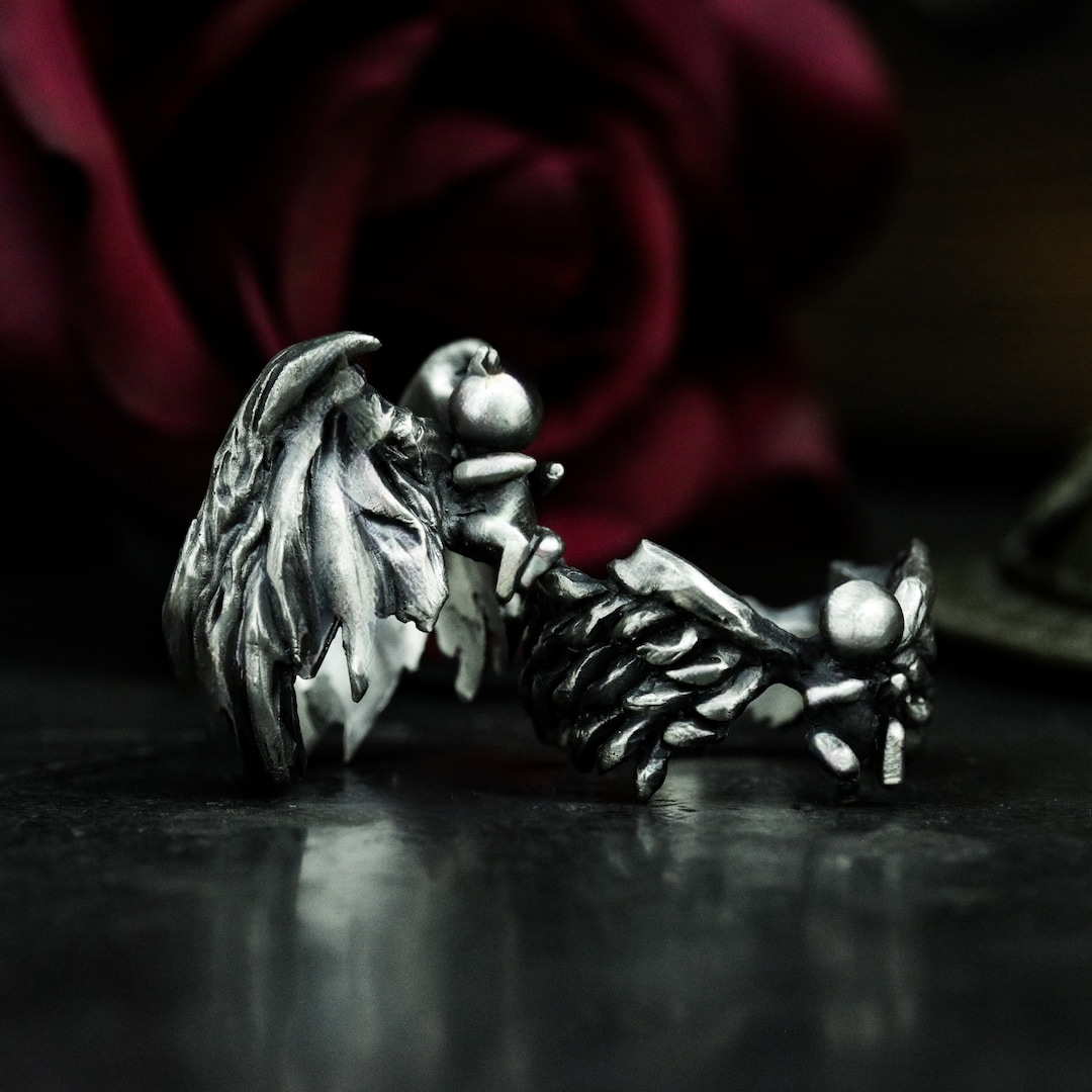 Angel/demon Couple Ring 925 Silver - Angel Devil Wings Silver Ring ...