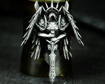 Archangel Michael War Armor Pendant - Sword Battle Angel 925 Silver Necklace