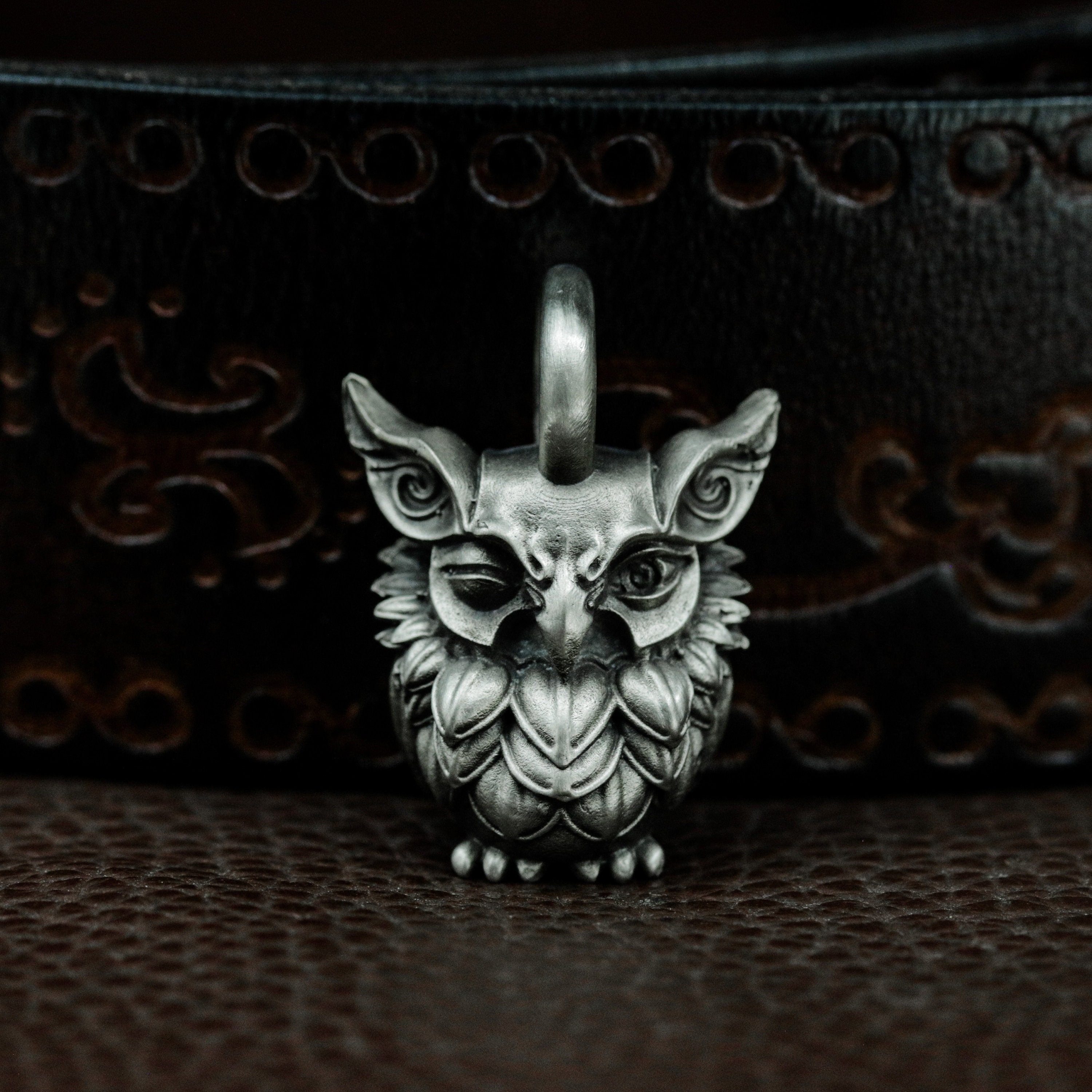 Realistic Owl 925 Silver Pendant - Handcrafted Detailed Animal Necklace - Natural Wildlife-Inspired 