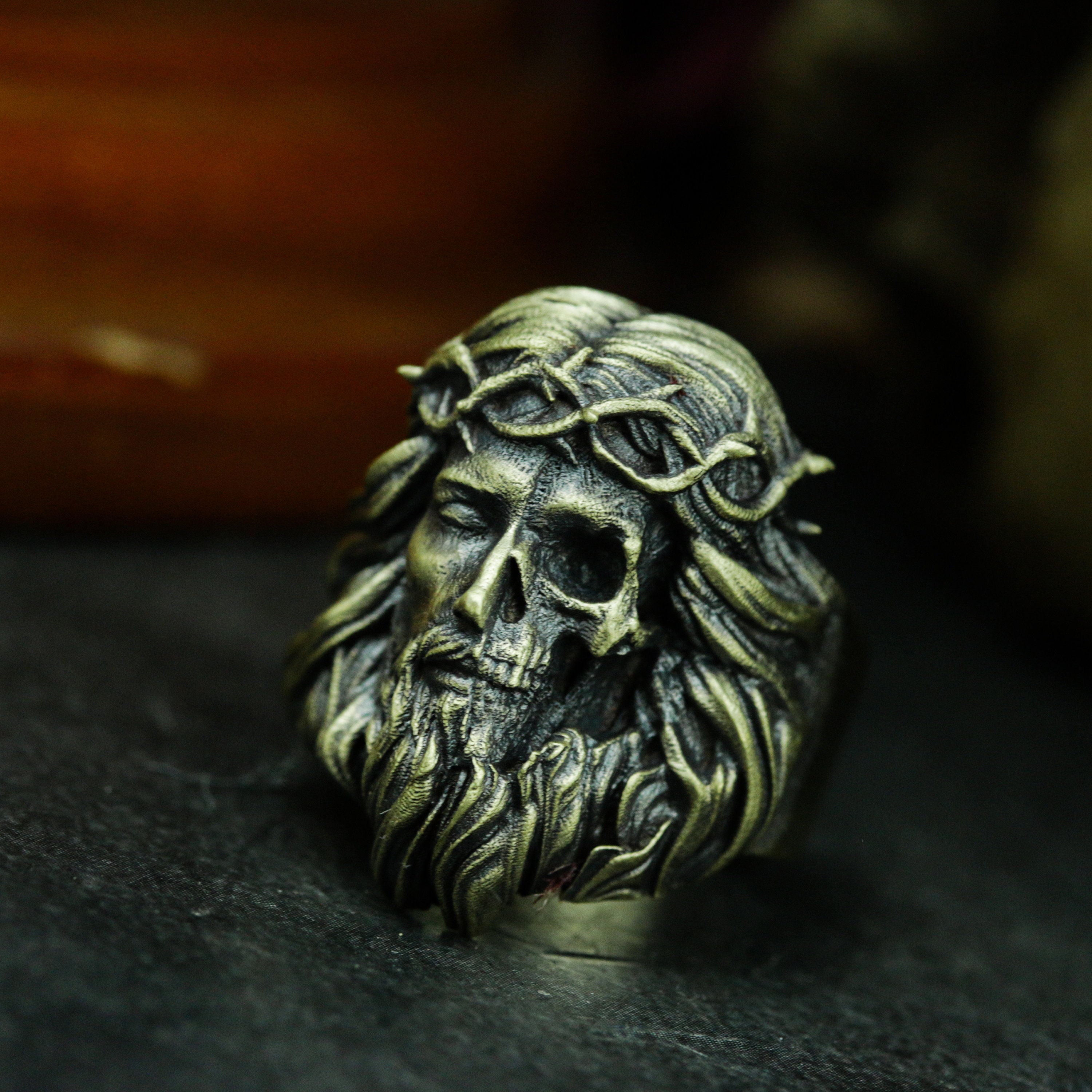 Good and Evil Jesus 925 Silver Ring - Devil Christ Skull Ring - Etsy