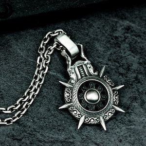 Ritual Magic Compass 925 Silver Pendant - Mystical Totem Amulet Necklace - Unique Handmade Personalized Pendant Gift
