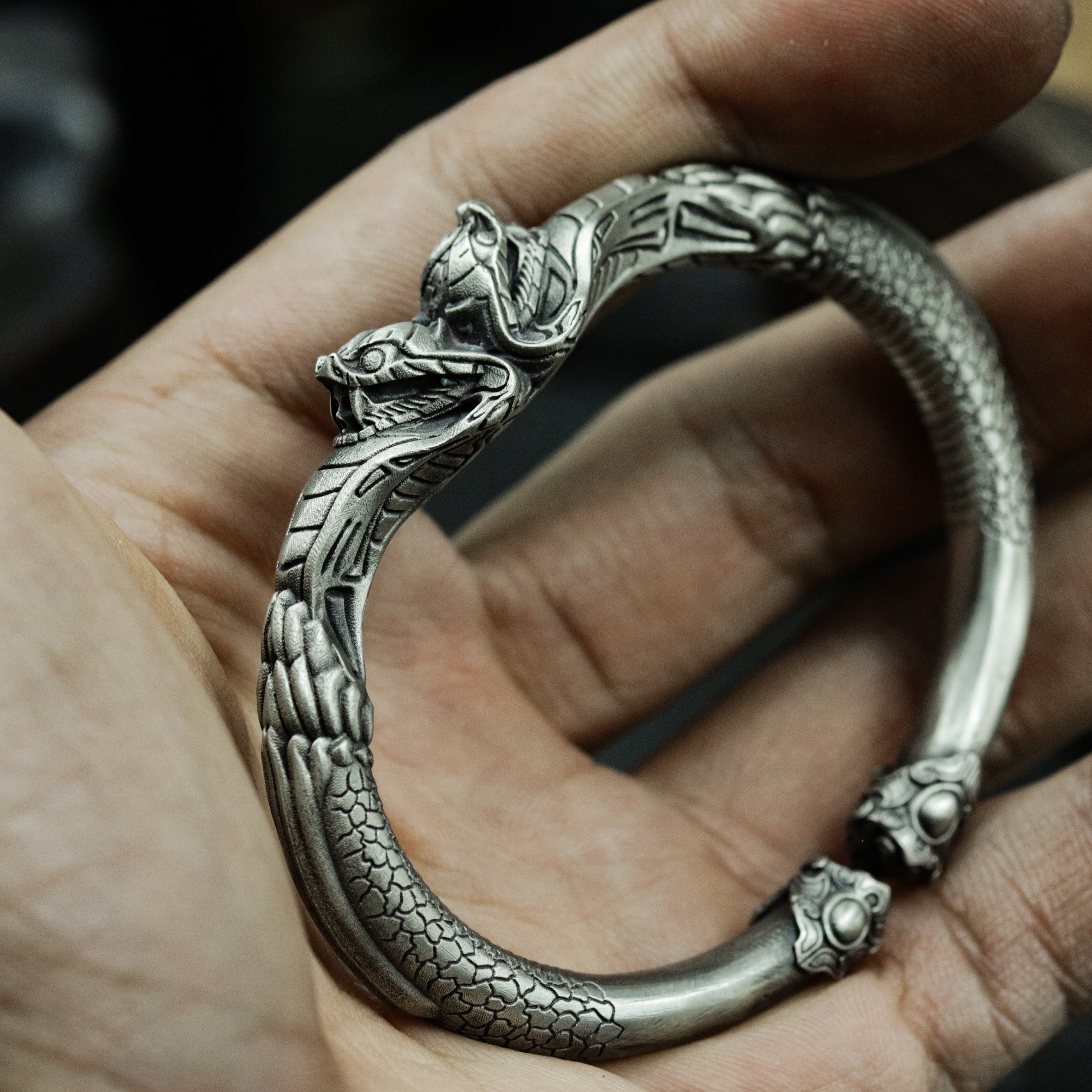 Quetzalcoatl Sacrificial Bracelet - Double-headed Cobra Bangle