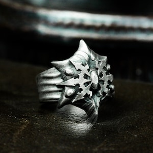 Hexagram silver ring-Six-pointed star silver ring-celestial totem mysterious ring-unique handmade men&#39;s ring
