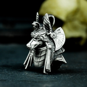 Ancient Egyptian Mythology-Anubis-God of Death-Armor War Form-Handmade 925 Silver Pendant