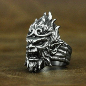 Monkey King 925 Silver Ring - Wukong Monkey Ring-Men&#39;s Accessories Animal Rings