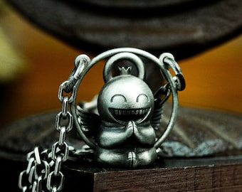 Handmade 925 Silver Angel Urn Necklace: Smiling Cartoon Memorial Pendant