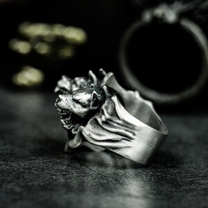 Anillo de Cerbero – Sabueso de tres cabezas - Plata 925 - Mitología griega imagen 3