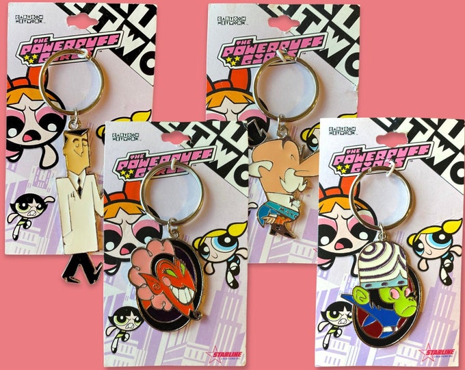 Vintage Y2K Powerpuff Girls Metal Keychains Deadstock Cartoon Network