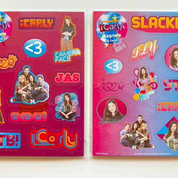 iCarly Magnet Sets - Sealed Deadstock - Licensed Nickelodeon Viacom Collectibles - 12 Count Sheets, 2 Variations - YOU PICK 1