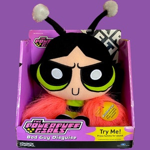 Powerpuff Girls Vintage Bad Guy Disguise Buttercup Talking Plush - New in Box Working Condition - Authentic Licensed Cartoon Network Merch