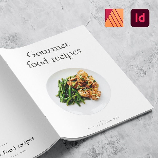 Minimalist Cookbook Template | Adobe InDesign | Affinity Publisher