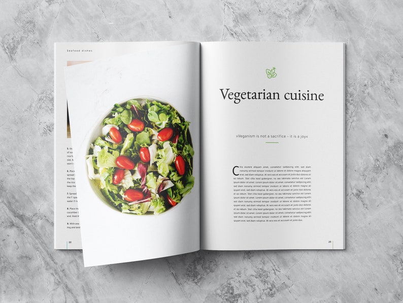 Minimalist Cookbook Template Adobe Indesign Affinity Etsy