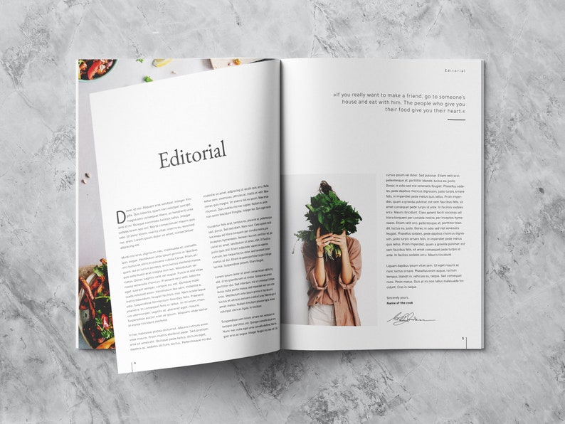 This spread shows an editorial page with running text and one vertical picture, as well as a quotation.
