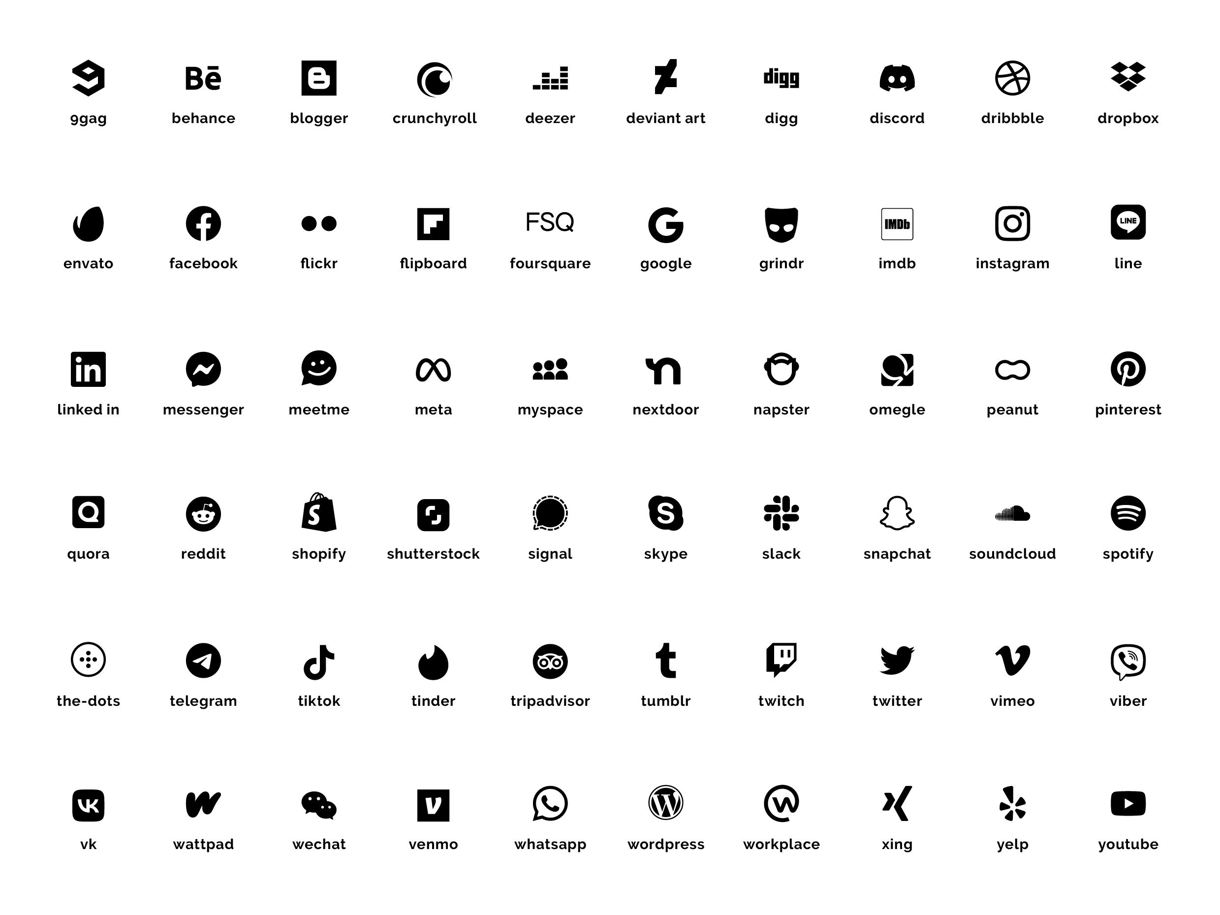 60 Official Social Media Vector Icons | Svg | Eps | Ai - Etsy