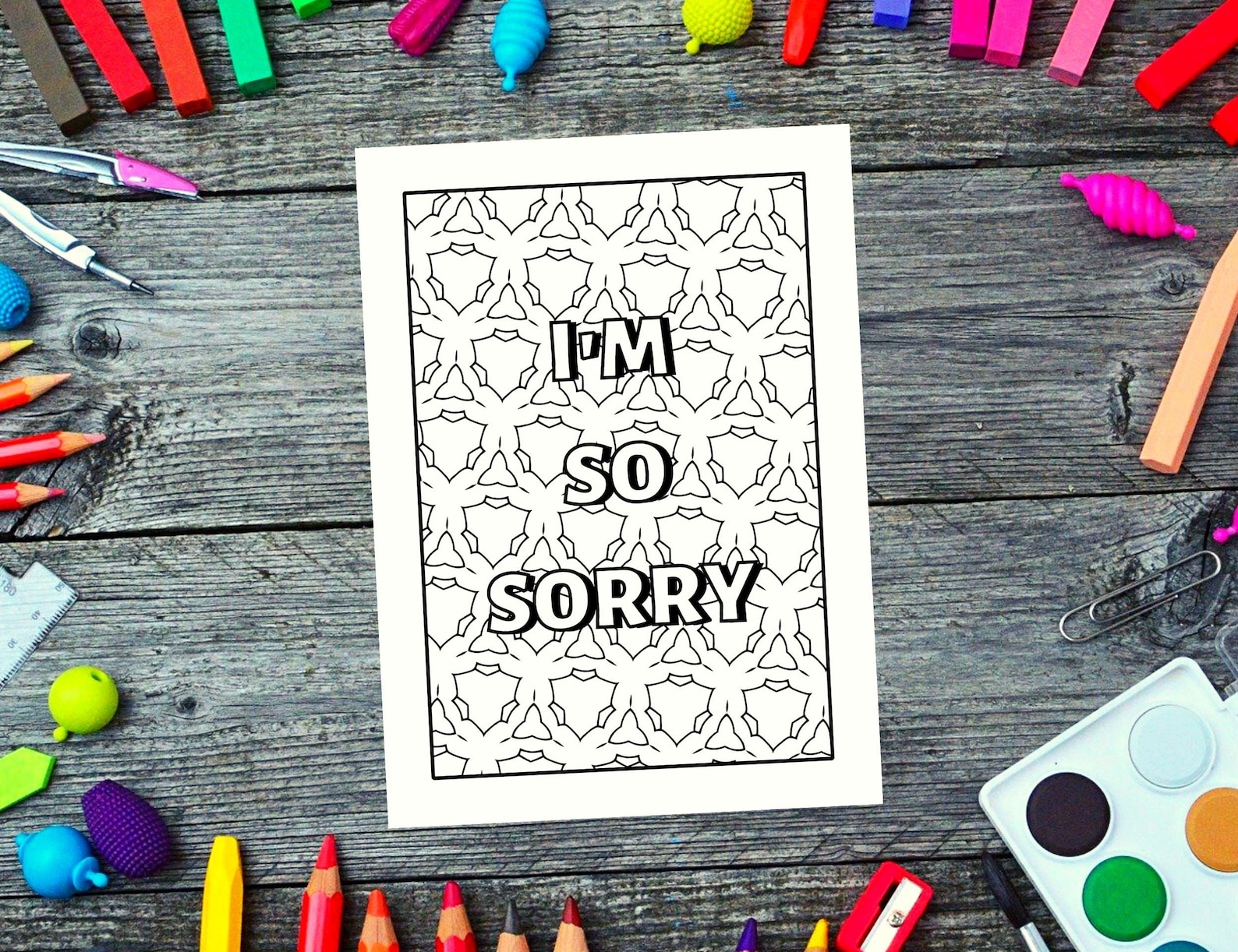 Sorry Compilation Coloring Page Color Page I'm So Etsy