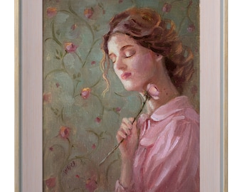 Woman Portrait - Framed Original Oil Painting - Christmas Gift - Figurative Art