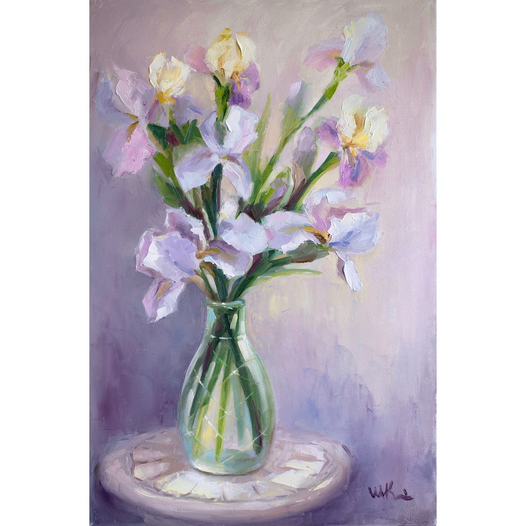 Iris Bouquet - Original Oil Painting - Floral Modern Art - Home Wall ...