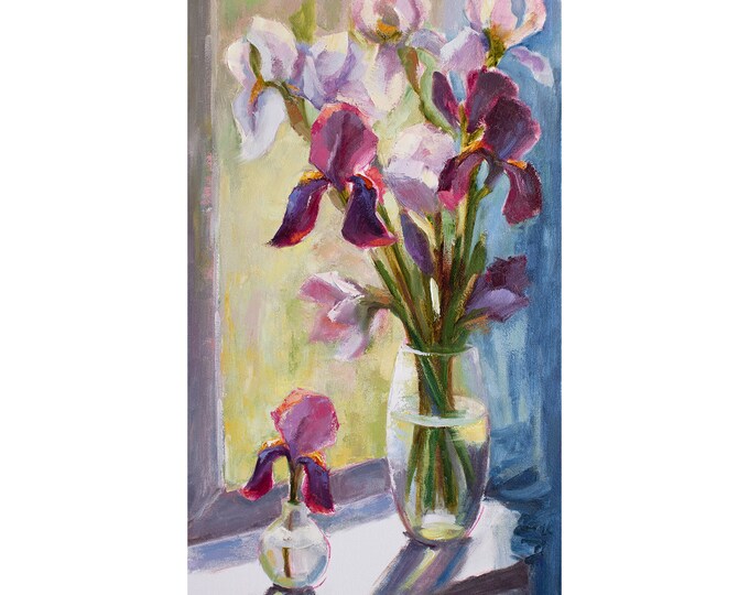 Iris Oil Painting - Original Art - Floral Abstract Art - Home Wall ...