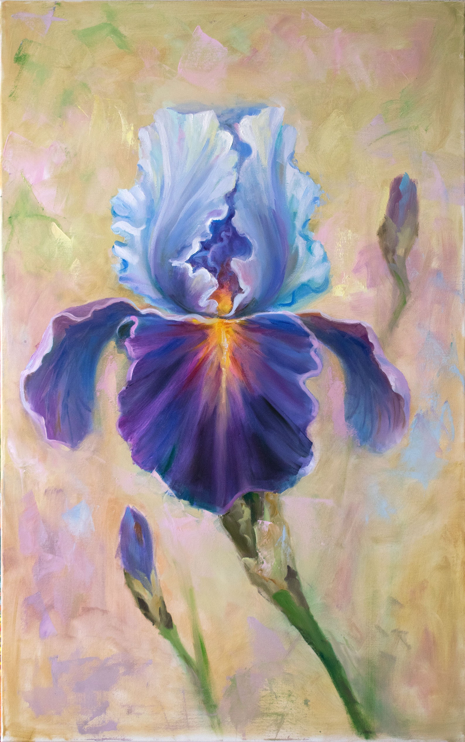 Original Iris Oil Painting on Canvas: Purple Floral Wall Art - Etsy