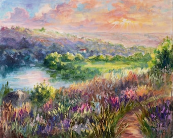 Italy Landscape - Original Oil Painting - Birthday Gift - Room Wall Decor - Impressionist Art